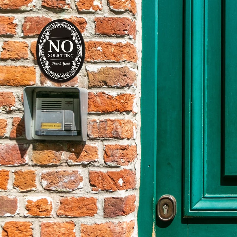 FTONENI No Soliciting Sign for House or Office, No Solicitors Sign for Front Door or Wall Decor, No Soliciting Signs for Indoor/Outdoor Home or Business Use, 4 "" x 5 "" (with Strong Adhesive Tape) - PMB005 - Image 3